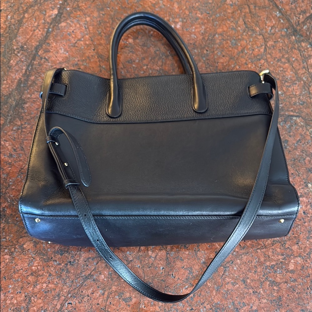 Cuyana Leather Work Satchel Bag With Gold Colored Hardware